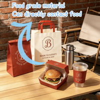 Sacs et boîtes de livraison personnalisés en papier anti-graisse avec impression de lettres rétro pour packs alimentaires, sacs à main et supports pour hamburgers, frites et snacks