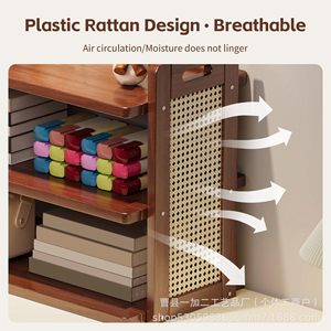 Retro Solid Wood <b>Desktop</b> Organizer Double Layer Storage Rack Multipurpose Portable Office Use - Product Image 4