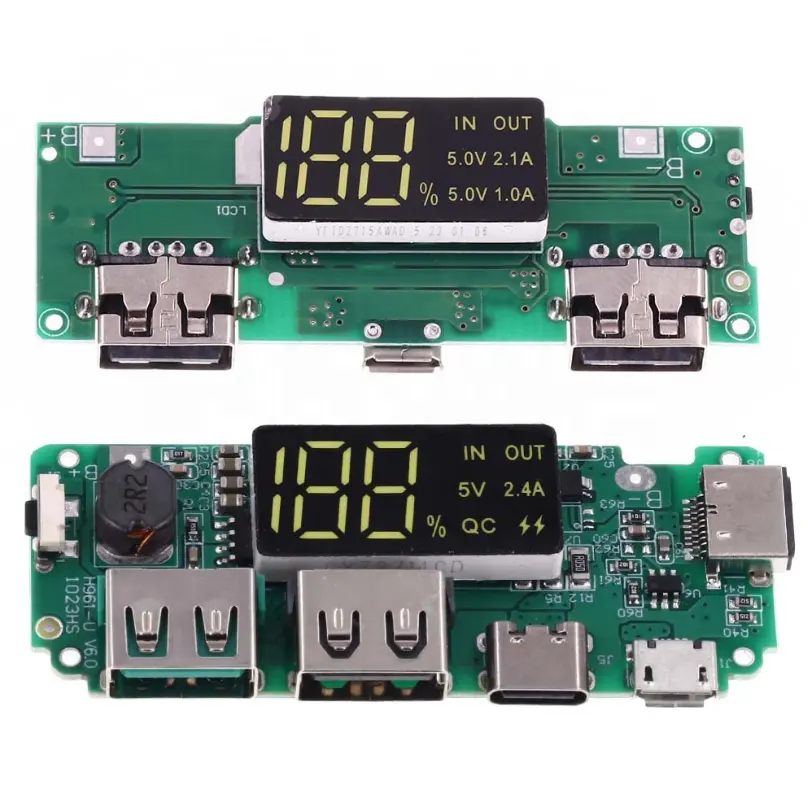 18650 Lithium Battery Digital Charging Module Boost Module With Display 5V2.4A 2A 1A Dual USB Output