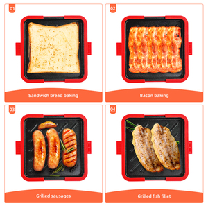 Rapide Warm & Cook Sandwich Grillage Silicone Maker <span class=keywords><strong>Mini</strong></span> Pan <span class=keywords><strong>Four</strong></span> À Micro-ondes Utiliser Bleu Rouge Portable Double Face Petit Déjeuner - Product Image 2