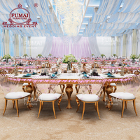 2025 nouveau magnifique ensemble de table de dîner ovale de grande taille avec plateau en mdf blanc argent or étoile hôtel table de salle de banquet