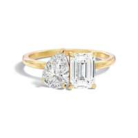 Bague de fiançailles en moissanite pour femme, en argent sterling 925 plaqué or, avec diamant taille émeraude et poire VVS couleur D, 3,5 carats au total, bijoux pour femme