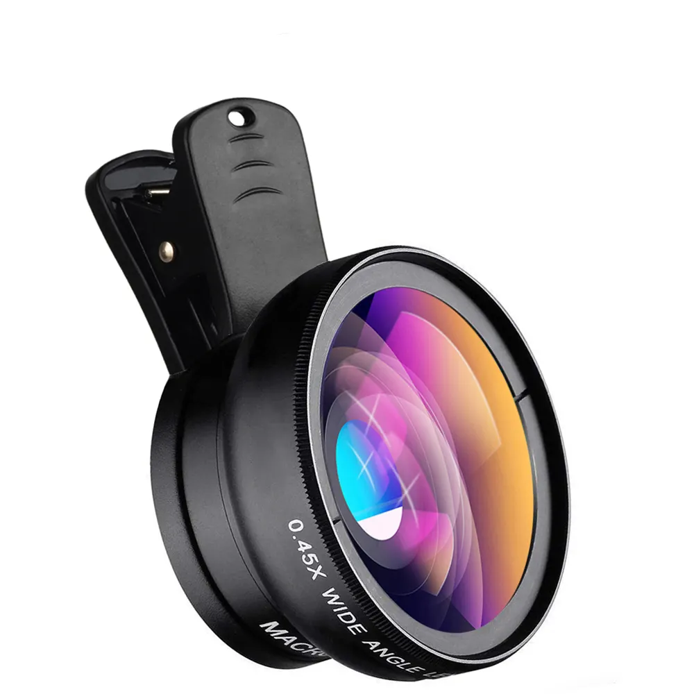 APEXEL 2 in 1 Professional HD Camera Lens Kit,0.45X Super Wide Angle+12.5X Macro Universal Clip-On Cell Phone Lens for iPhone