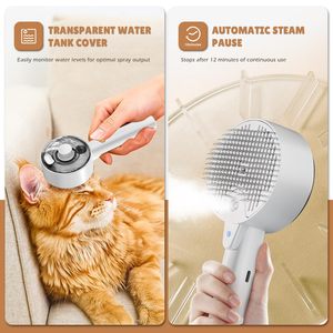 Spargimento per interni spazzola per capelli a vapore per gatti Spritz dephur <span class=keywords><strong>pettine</strong></span> per cani spazzola a vapore per capelli lunghi corti spazzole a vapore per animali domestici autopulenti - Product Image 6