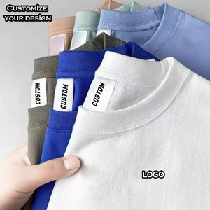 Men's 220gms Cotton Short Sleeve O-Neck T-Shirt Solid Color Simple Loose Casual <strong>Tops</strong> Hot Sale Blank <strong>Design</strong> - Product Image 1