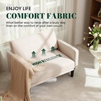 45 "Beige Cómodo Sofá Loveseat con cubierta lavable extraíble Cojines de espuma de alta densidad Marco de madera maciza Fácil de montar