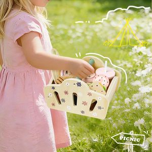 Panier de pique-nique de simulation pour bébé, ensemble de jouets de cuisine pour jeu de rôle, jouets de dessert, jouets éducatifs précoces pour enfants, jouets Gemma en bois pour enfants - Product Image 3