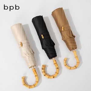 Parapluie Pliant Ultra-Imperméable 3 Plis Style Japonais avec Poignée en Bambou, Protection UV Solaire Haut de Gamme Minimaliste et Chiffrée - Product Image 2
