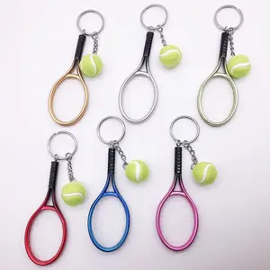 귀여운 스포츠 미니 테니스 라켓 펜던트 키 체인 열쇠 고리 패션 테니스 키 체인 성격 자동차 키 체인 가방