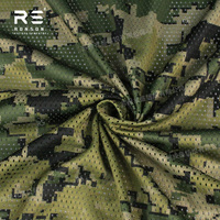 Tissu en maille imprimé double face léger 120 g/m² US4CES, camouflage woodland néerlandais pour équipements tactiques et masques.