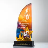 Ensemble de trophées en cristal personnalisés |   Récompense de reconnaissance des employés haut de gamme en or/argent/bronze avec gravure colorée pour les événements d'entreprise