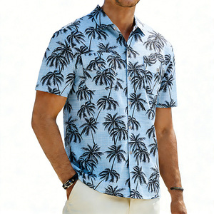 Nuevas Camisas Hawaianas de Manga Corta para Hombre, Estilo Americano, Verano, 100% Poliéster, Corte Holgado, Bolsillo en el Pecho, Ropa de Trabajo - Product Image 3