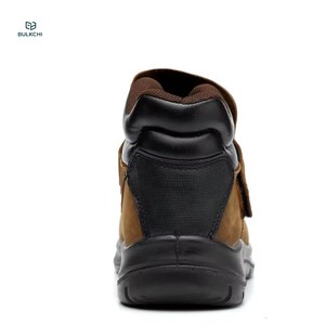 Heat Resistant Welding Safety <strong>Shoes</strong> - Brown Leather, <strong>Velcro</strong> Strap, Steel Toe, Anti-Puncture <strong>Mens</strong> Work Boots for Industrial Use - Product Image 4