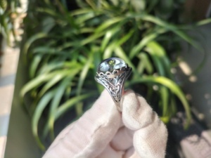 男性用ビンテージシルバーメッキカラー変化感情気分リング - Product Image 5