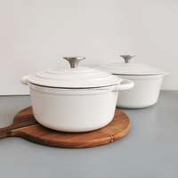 Panci Casserole Set peralatan masak besi cor Enamel putih