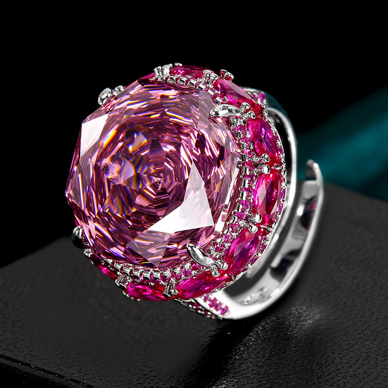 Bague platine avec rose séchée, taille ajustable