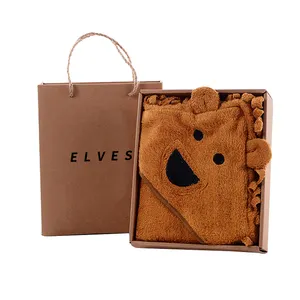 Sublimation soft lion kids children printed bulk hooded towel with ears organic bamboo terry baby hooded towel