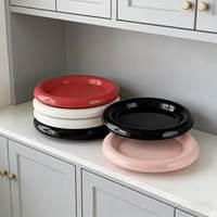 Assiette à dessert en céramique style coréen minimaliste, 8 pouces, couleur unie, design bombé, vente en gros pour restaurants, fêtes à domicile, goûter de l'après-midi