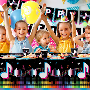 Articles de fête sur le thème de la <span class=keywords><strong>musique</strong></span> : Assiettes, serviettes, gobelets, nappes et bannières jetables pour décorations d'<span class=keywords><strong>anniversaire</strong></span> de fête musicale pour filles et garçons - Product Image 4