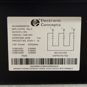 อิเล็กทรอนิกส์คอนเซ็ปต์ MP9-20919J ตัวเก็บประจุ 3 × 54 µF 690 VAC 1100 VDC สำหรับตัวแปลงไฟอินเวอร์เตอร์ EC 64783777 ฟิลเตอร์ - Product Image 2