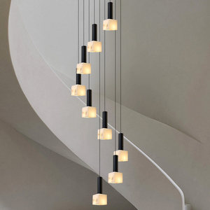 Natural Marble Pendant <b>Light</b> Square Led Stairwell <b>Lighting</b> For Villa Living Room - Product Image 2