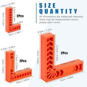 Regla de ángulo recto de plástico de 3, 4 y 6 pulgadas, guía de esquina para carpintería, herramienta de alineación. - Product Image 3