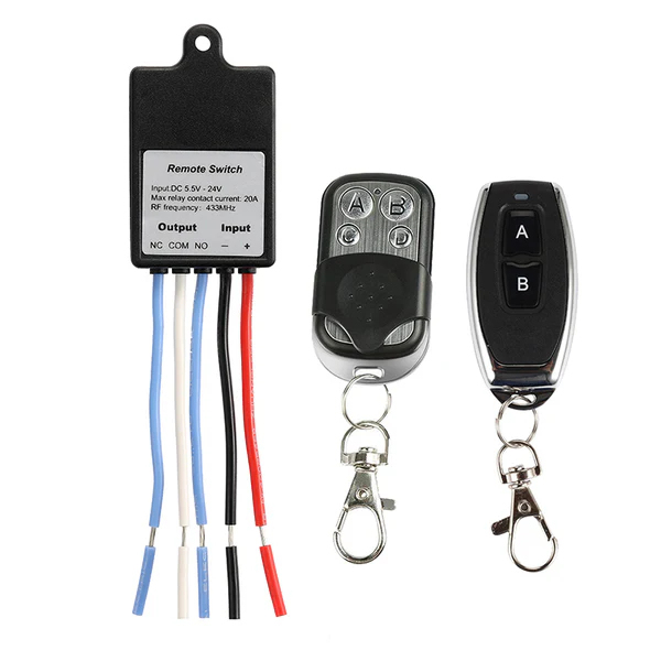Qiachip 433MHz Wireless Remote Control Switch DC 6V 12V 24V 1CH 10A Relay Receiver Module Controller KR2401F KT01 KT05