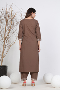 Women Ethnic Motifs Embroidered Cotton Kurta with <b>Trousers</b> & Dupatta Clothing <b>Indian</b> Pakistani Fashion Elegant Top Bottom - Product Image 3