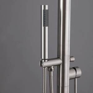 <span class=keywords><strong>Colonne</strong></span> de douche extérieure en laiton avec robinets électriques à poignée unique, finition nickel brossé, ensemble de douche double usage chaud et froid pour plage et piscine - Product Image 3