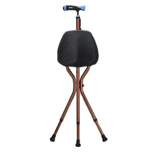 Folding Walking Stick With <b>Stool</b> Aluminum Alloy 5 Sections Multifunctional For Elderly Hiking Pole - Product Image 2