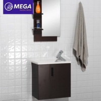 Ensemble d'évier commercial moderne à lavabo simple mural armoire à toilette en PVC bon marché miroir pour cuisine appartement en MDF carcasse