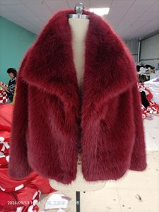 Chaqueta <span class=keywords><strong>de</strong></span> mujer <span class=keywords><strong>de</strong></span> <span class=keywords><strong>piel</strong></span> sintética con cuello grande <span class=keywords><strong>de</strong></span> <span class=keywords><strong>piel</strong></span> <span class=keywords><strong>de</strong></span> zorro - Product Image 4