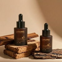 Flacon compte-gouttes en verre ambré mat de luxe pour cosmétiques et soins de la peau, 30 ml (1 oz), avec bouchon pompe blanc pour sérum