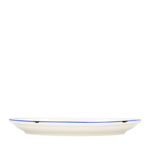 Assiette plate ovale 27x19 cm blanche avec bord bleu - Product Image 2