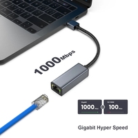 Adaptateur Ethernet USB BENFEI 1000 Mbps, adaptateur réseau LAN USB vers RJ45 Gigabit Ethernet câble en nylon tressé boîtier en aluminium
