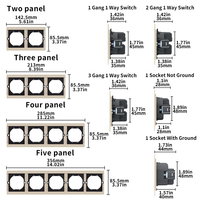 Interruptores y Enchufes de Pared WESA Ultrafinos con Botón Pulsador de 1/2/3 Vías, Enchufe Europeo de 1/2 Vía, Combinación Libre, Diseño Moderno de Lujo