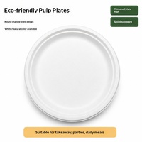 Assiettes et plateaux jetables biodégradables en pulpe de canne à sucre - Résistants au micro-ondes, imperméables et anti-graisse, qualité alimentaire, style minimaliste