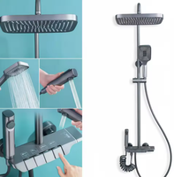 Ensemble de douche thermostatique de luxe en aluminium spatial chromé avec cartouche céramique, jet pluie et 4 fonctions, idéal pour hôtels, appartements et villas