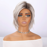 Nouvelle Arrivée Été 2026 Perruque Courte Synthétique Blanche Dorée Transparente Superposée Effet Naturel Cheveux Flous Bob Droit Ondulations Souples SM491
