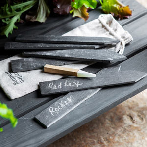 Ensemble d'étiquettes réutilisables en <span class=keywords><strong>ardoise</strong></span> naturelle Marqueurs de jardin pour pots d'herbes et jardin avec <span class=keywords><strong>craie</strong></span> Fournitures de jardin écologiques - Product Image 5
