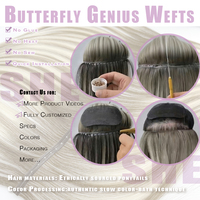Extensions de cheveux humains Remy indiens à cuticules alignées, pointes pleines, trames Genius Butterfly, trames à trou dissimulé