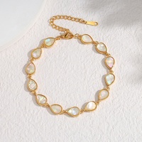 Bracelet en acier inoxydable plaqué or 18 carats PVD, motif écaille de tortue, cœur en nacre et coquille d'ormeau naturelle, pour femmes et hommes