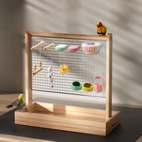 Perchoir pour perroquet avec structure en métal et en bois pour l'auto-entretenissement et le soulagement de l'ennui