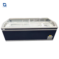 Vitrine congélateur commerciale automatique 4 portes incurvée à glissière vitrée pour glaces, saucisses et fruits de mer
