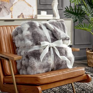 Plaid en fausse fourrure de lapin douce et moelleuse, double face, tie-dye <span class=keywords><strong>rose</strong></span>, tricoté, pour lit, confort et décoration intérieure hivernale - Product Image 6