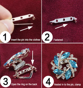 OEM/ODM Écharpe coréenne violette en strass Boucle Triangle Broches en cristal or rose Clip pour femmes Chemise Foulards Décoration - Product Image 3
