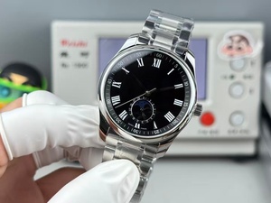 Montres mécaniques à phases lunaires de haute qualité, best-sellers, avec bracelet en cuir noir - Product Image 3