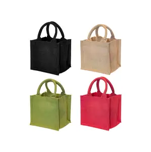 पर्यावरण-अनुकूल छोटा जूट बर्लेप डेकोरेटिंग टोट बीच बैग पुन: प्रयोज्य शॉपिंग बैग पुनर्नवीनीकरण थोक