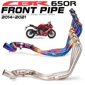 Cbr650f Cbr650 Cb650f Motorfiets Uitlaat Slip-On Front Link Pijp Escape Moto Full Systeem Moveable Connect Voor Honda Cbr 650r 650