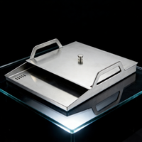 Plaque de cuisson rectangulaire en acier inoxydable avec couvercle pour la cuisson en extérieur, plateau de barbecue en métal durable